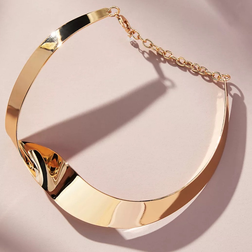 Anthropologie Folded Ribbon Metal Necklace - Picture 2 of 5